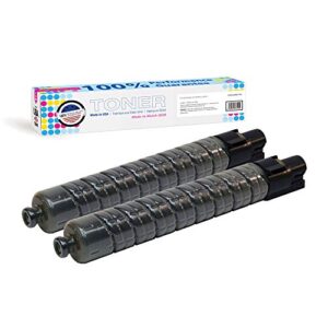made in usa toner compatible replacement for ricoh aficio mp c2800 mp c3300 | replacement for 841276 (black, 2 pack)
