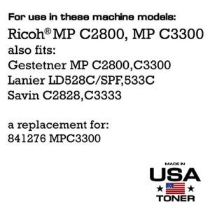 MADE IN USA TONER Compatible Replacement for Ricoh Aficio MP C2800 MP C3300 | Replacement for 841276 (Black, 2 Pack)
