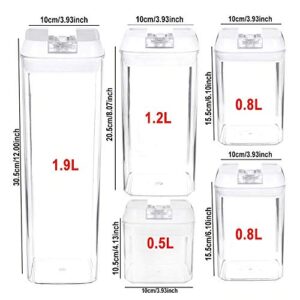 KEICO Airtight Food Storage Containers with Lids Easy Lock Lids Clear Storage Containers for Cereals, Dried Nuts Fruits, Long Term Food Storage, Clear Plastic Food Box, Pantry Containers 7 Pieces