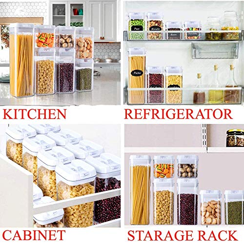 KEICO Airtight Food Storage Containers with Lids Easy Lock Lids Clear Storage Containers for Cereals, Dried Nuts Fruits, Long Term Food Storage, Clear Plastic Food Box, Pantry Containers 7 Pieces