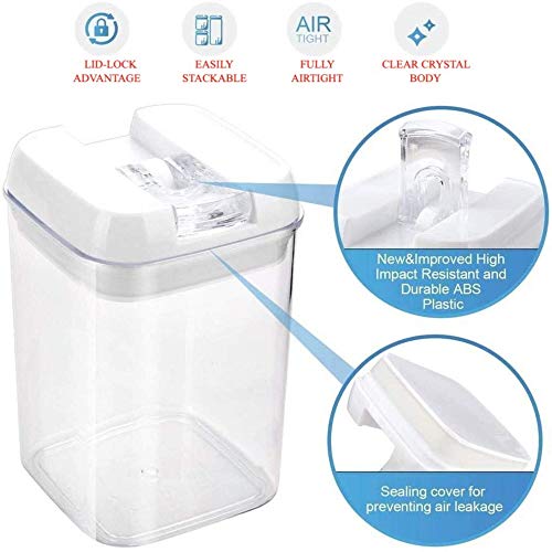 KEICO Airtight Food Storage Containers with Lids Easy Lock Lids Clear Storage Containers for Cereals, Dried Nuts Fruits, Long Term Food Storage, Clear Plastic Food Box, Pantry Containers 7 Pieces