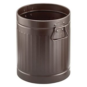 mdesign steel metal 2 gallon/7 liter trash can wastebasket, garbage bin with handles for bathroom, kitchen, bedroom, office - holds trash, waste, garbage, recycling - bronze