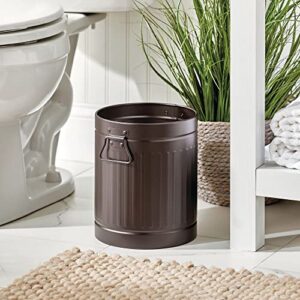mDesign Steel Metal 2 Gallon/7 Liter Trash Can Wastebasket, Garbage Bin with Handles for Bathroom, Kitchen, Bedroom, Office - Holds Trash, Waste, Garbage, Recycling - Bronze
