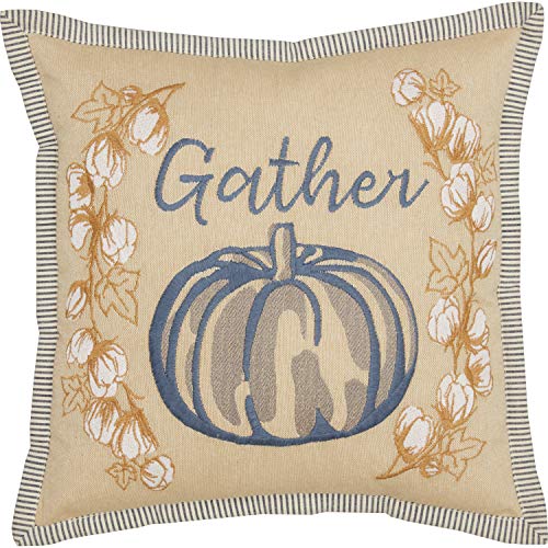 VHC Brands Ashmont Fall Throw Pillow, Decorative Harvest Pumpkin Accent, 100% Cotton Shell