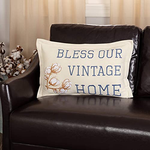 VHC Brands Ashmont Throw Pillow Cotton Farmhouse Decorative Accent for Couch 14x23
