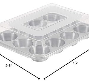 AmazonCommercial Aluminum Muffin Pan, 12 Cup with Lid