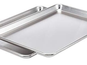 AmazonCommercial Aluminum Baking Sheet Pan, 1/2 Sheet, 17.9 x 12.9 Inch, Pack of 2