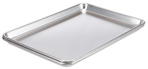 AmazonCommercial Aluminum Baking Sheet Pan, 1/2 Sheet, 17.9 x 12.9 Inch, Pack of 2