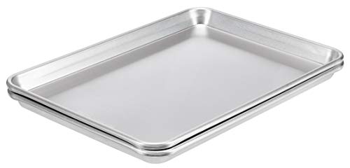 AmazonCommercial Aluminum Baking Sheet Pan, Jelly Roll Sheet, 15.1 x 10.6 Inch, Pack of 2