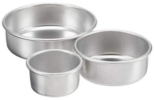 amazoncommercial aluminum round cake pans, 3-piece set, includes pan sizes in 8, 6, and 4 inches