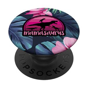 mamasaurus floral - 3 kids retro funny gift for mother case popsockets grip and stand for phones and tablets