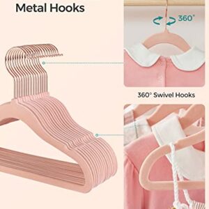 SONGMICS Kids Hangers Velvet 50 Pack, Children’s Hangers for Closet with Rose Gold Hooks, Premium Velvet Hangers for Nursery, Non-Slip Hangers, Light Pink UCRF027P01