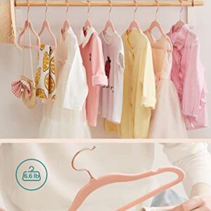 SONGMICS Kids Hangers Velvet 50 Pack, Children’s Hangers for Closet with Rose Gold Hooks, Premium Velvet Hangers for Nursery, Non-Slip Hangers, Light Pink UCRF027P01