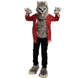 Spooktacular Creations Red Werewolf Halloween Kids Costume with Mask, Gloves and Shoes for Halloween Dress Up Parties, Festivals-S(5-7yr)