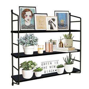boluo black wall shelf bathroom shelves - bedroom kitchen living room modern book shelf floating shelves 24 inch (610-b)