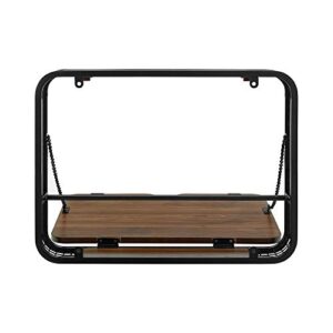 Walker Edison Modern Wood and Metal Wall Mounted Writing Desk Home Office Workstation Small, 24 Inch, Dark Walnut