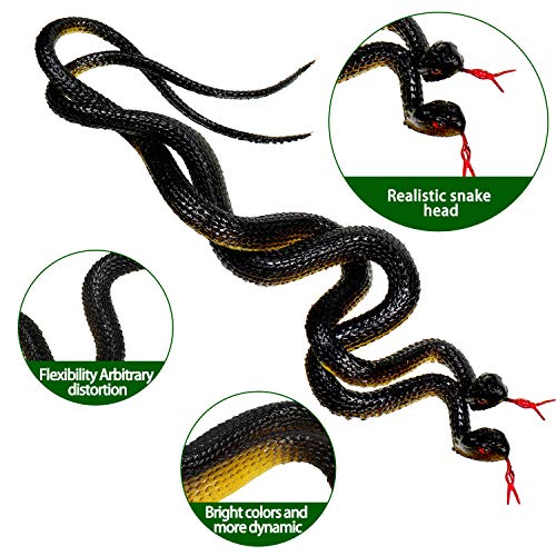 15 Pieces 17.7 Inch Rubber Snakes Realistic Plastic Snake Fake Snake Props for Garden Props to Keep Birds Away, Pranks, Halloween Decoration