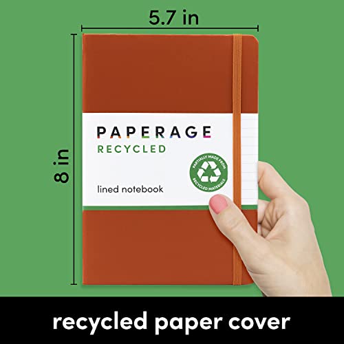 PAPERAGE Recycled Lined Journal Notebook, (Rust Orange Terracotta), 160 Pages, Medium 5.7 inches x 8 inches - 100 gsm Thick Paper, Hardcover