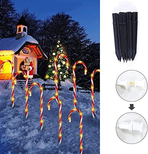 21Inch Candy Christmas Lights,10 Pack Candy Cane Lights Outdoor Pathway, Pathway Markers,Christmas LED Yard Lawn Pathway Markers, Christmas Indoor and Outdoor Decoration Lights UL588 Certified