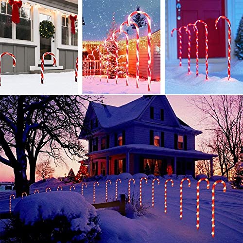 21Inch Candy Christmas Lights,10 Pack Candy Cane Lights Outdoor Pathway, Pathway Markers,Christmas LED Yard Lawn Pathway Markers, Christmas Indoor and Outdoor Decoration Lights UL588 Certified