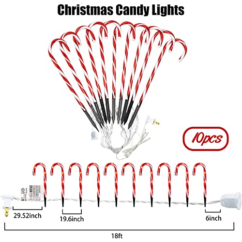 21Inch Candy Christmas Lights,10 Pack Candy Cane Lights Outdoor Pathway, Pathway Markers,Christmas LED Yard Lawn Pathway Markers, Christmas Indoor and Outdoor Decoration Lights UL588 Certified