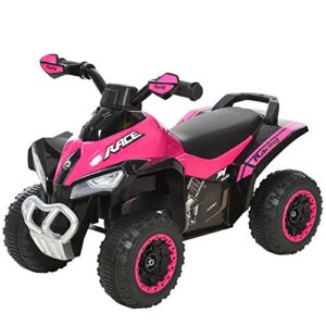 aosom no power kids ride on push car, ride racer, foot-to-floor sliding car, walking atv toy with music, lights, for 1.5-3 years old, pink
