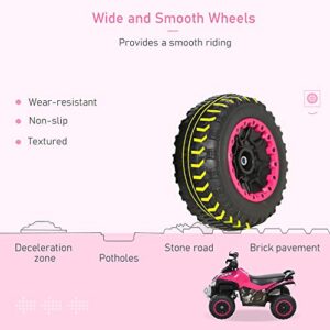 Aosom NO Power Kids Ride On Push Car, Ride Racer, Foot-to-Floor Sliding Car, Walking ATV Toy with Music, Lights, for 1.5-3 Years Old, Pink