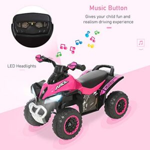 Aosom NO Power Kids Ride On Push Car, Ride Racer, Foot-to-Floor Sliding Car, Walking ATV Toy with Music, Lights, for 1.5-3 Years Old, Pink