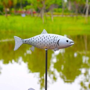 KAIXOXIN Solar Garden Lights Metal Fish Decorative Stake for Outdoor Patio Yard Decorations,Warm White LED Solar Path Lights