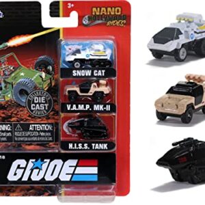 G.I. Joe 1.65" Nano 3-Pack Die-cast Cars, Toys for Kids and Adults