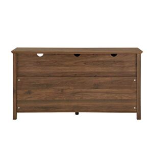 Walker Edison Modern Wood Grooved Buffet Sideboard with Open Storage-Entryway Serving Storage Cabinet Doors-Dining Room Console, 58 Inch, Dark Walnut