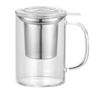 enindel 3020.05 glass tea mug with infuser and lid, tea cup, clear, 20 oz, gm005