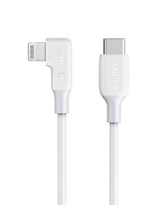 anker usb-c to 90 degree lightning cable (3 ft), mfi certified, supports power delivery for iphone se / 11 pro/x/xs/xr / 8 plus/airpods pro, ipad 8, ipod touch, and more(white)