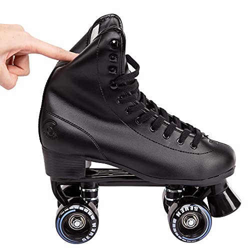 C SEVEN C7skates Quad Roller Skates | Retro Design (Black, Youth 3)