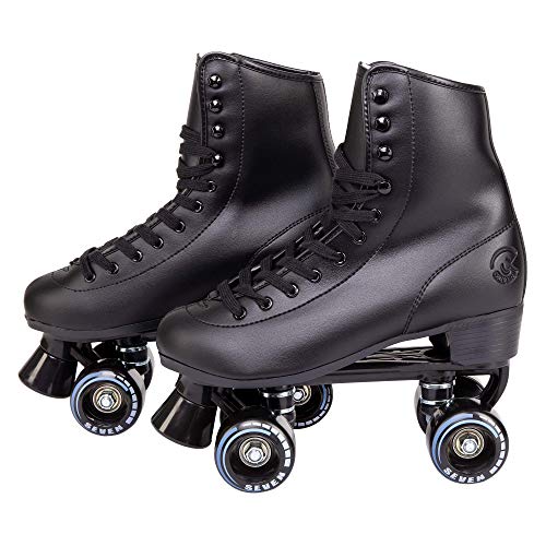 C SEVEN C7skates Quad Roller Skates | Retro Design (Black, Youth 3)