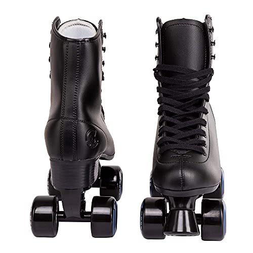 C SEVEN C7skates Quad Roller Skates | Retro Design (Black, Youth 3)