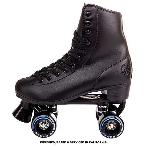 C SEVEN C7skates Quad Roller Skates | Retro Design (Black, Youth 3)