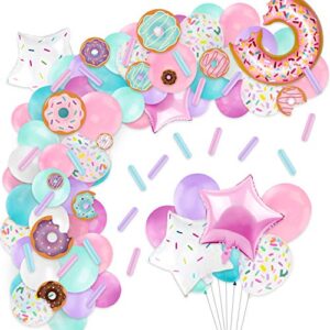 levfla donut balloons garland pastel decoration kits 100 pcs sprinkles confetti doughnut backdrop cutouts kids birthday party balloons arch photo props favor ideas supplies