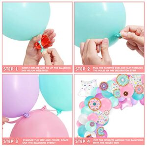 Levfla Donut Balloons Garland Pastel Decoration Kits 100 PCS Sprinkles Confetti Doughnut Backdrop Cutouts Kids Birthday Party Balloons Arch Photo Props Favor Ideas Supplies