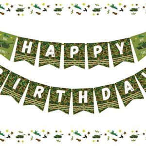 Camouflage Birthday Banner Party Decorations Camo Hero Army Soldier Birthday Party Bunting Banner Military Birthday Party Supplies