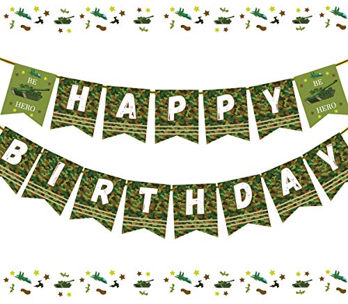 Camouflage Birthday Banner Party Decorations Camo Hero Army Soldier Birthday Party Bunting Banner Military Birthday Party Supplies