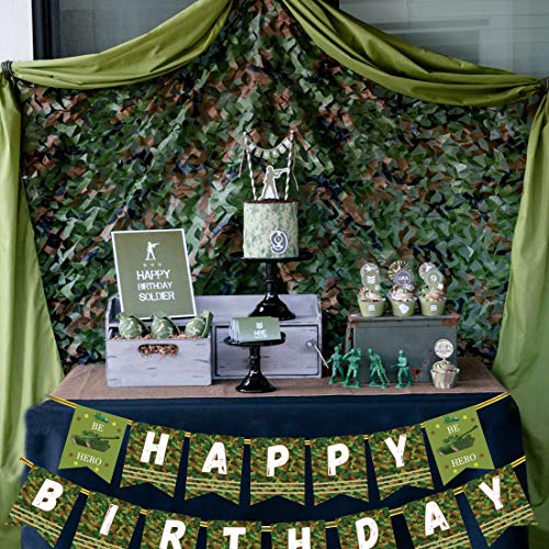 Camouflage Birthday Banner Party Decorations Camo Hero Army Soldier Birthday Party Bunting Banner Military Birthday Party Supplies