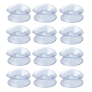 rlecs 12pcs double sided suction cups sucker pads for glass, 1.18 inch transparent blue pvc plastic small suction cup without trace