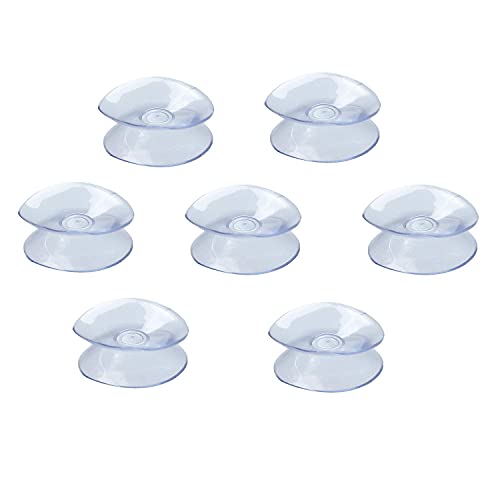 RLECS 12pcs Double Sided Suction Cups Sucker Pads for Glass, 1.18 Inch Transparent Blue PVC Plastic Small Suction Cup Without Trace