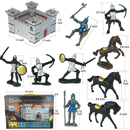 TYCBOY Colorful Character Modeling DIY Castle Building The Medieval Times Middle Ages Military Plastic Fort Model Kit Set with Figures Soldier Knight Simulated Siege War of Attack