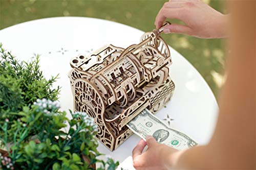 UGEARS 3D Puzzles Wooden Box - DIY Cash Register with Money Box - Exclusive Wooden Model Kits for Adults to Build - Vintage Wooden Mechanical Models - Self Assembly Woodcraft Construction Kits