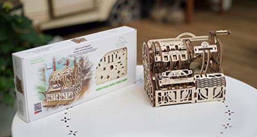 UGEARS 3D Puzzles Wooden Box - DIY Cash Register with Money Box - Exclusive Wooden Model Kits for Adults to Build - Vintage Wooden Mechanical Models - Self Assembly Woodcraft Construction Kits