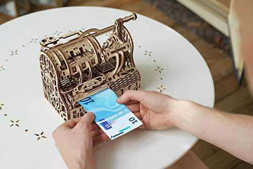 UGEARS 3D Puzzles Wooden Box - DIY Cash Register with Money Box - Exclusive Wooden Model Kits for Adults to Build - Vintage Wooden Mechanical Models - Self Assembly Woodcraft Construction Kits