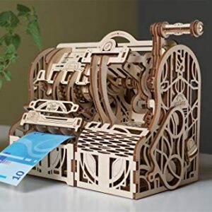 UGEARS 3D Puzzles Wooden Box - DIY Cash Register with Money Box - Exclusive Wooden Model Kits for Adults to Build - Vintage Wooden Mechanical Models - Self Assembly Woodcraft Construction Kits