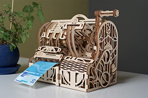 UGEARS 3D Puzzles Wooden Box - DIY Cash Register with Money Box - Exclusive Wooden Model Kits for Adults to Build - Vintage Wooden Mechanical Models - Self Assembly Woodcraft Construction Kits